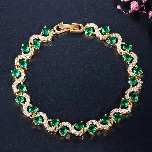 Emerald Gold Halo Bracelet