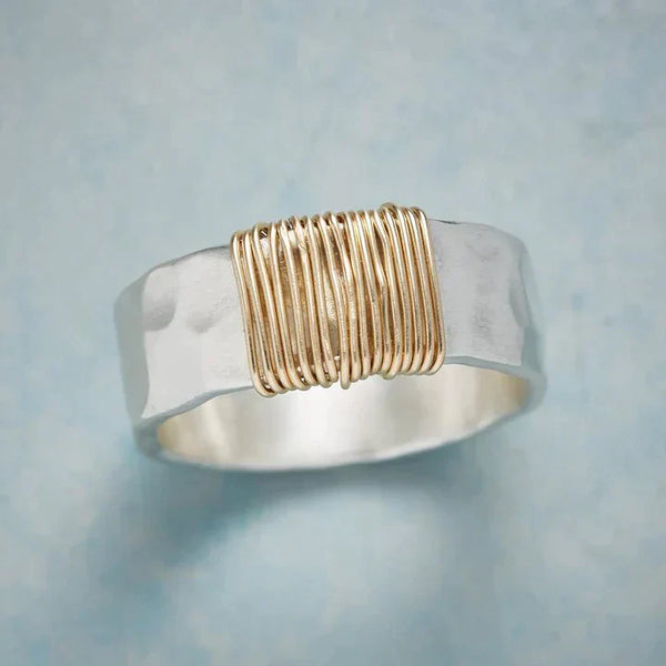 Vintage Golden Threads Sterling Silver Ring