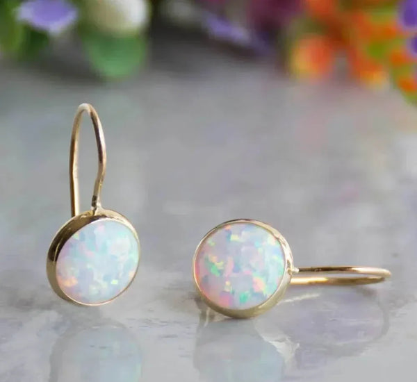 Vintage opal gemstone gold earrings