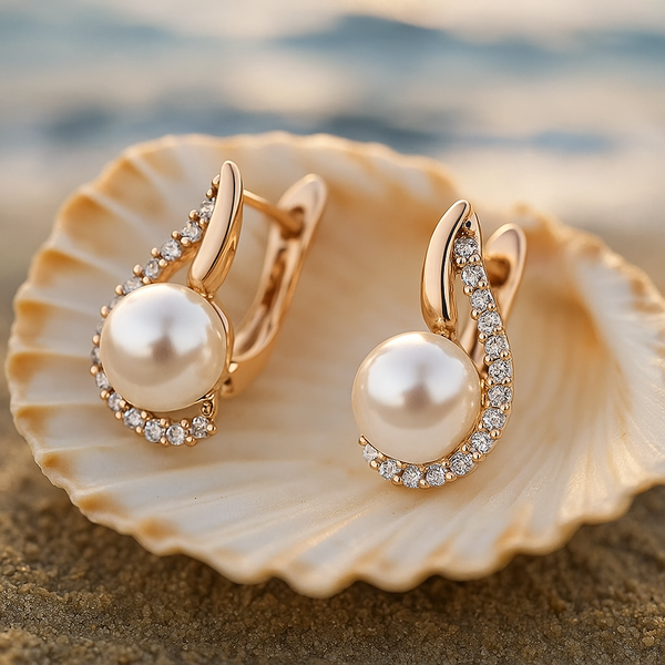 Lorelei | Pearl Button Earrings