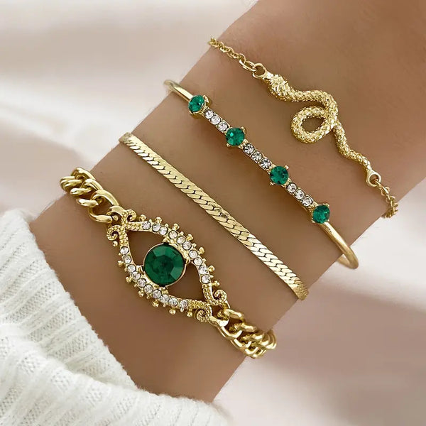 Golden Emerald Charm Bracelet Collection