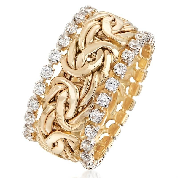Vintage Gold Braided Zirconia Band
